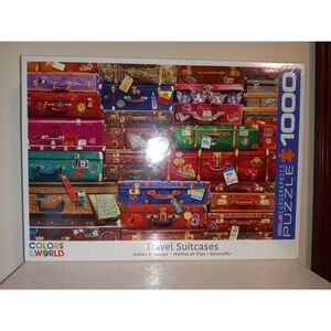 Eurographics 1000 pc Jigsaw Puzzle "Travel Suitcases"  19.25 x 26..63in COMPLETE